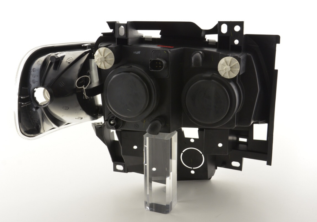 FK Pair LED Angel Eye Black Headlights VW Van Camper Transporter T4 LHD 97-02 - LJ Automotive