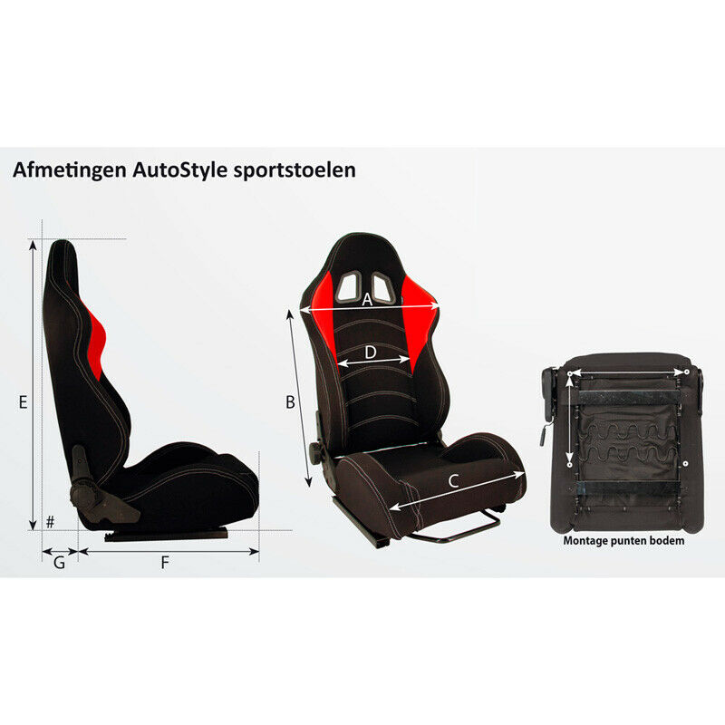 AUTOSTYLE x1 Univ Single Sports Bucket Seat Black Fixed backrest runners - LJ Automotive