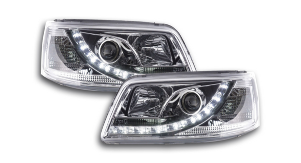 FK Pair LED DRL Projector headlights VW Van Camper Transporter T5 03-09 chrome - LJ Automotive