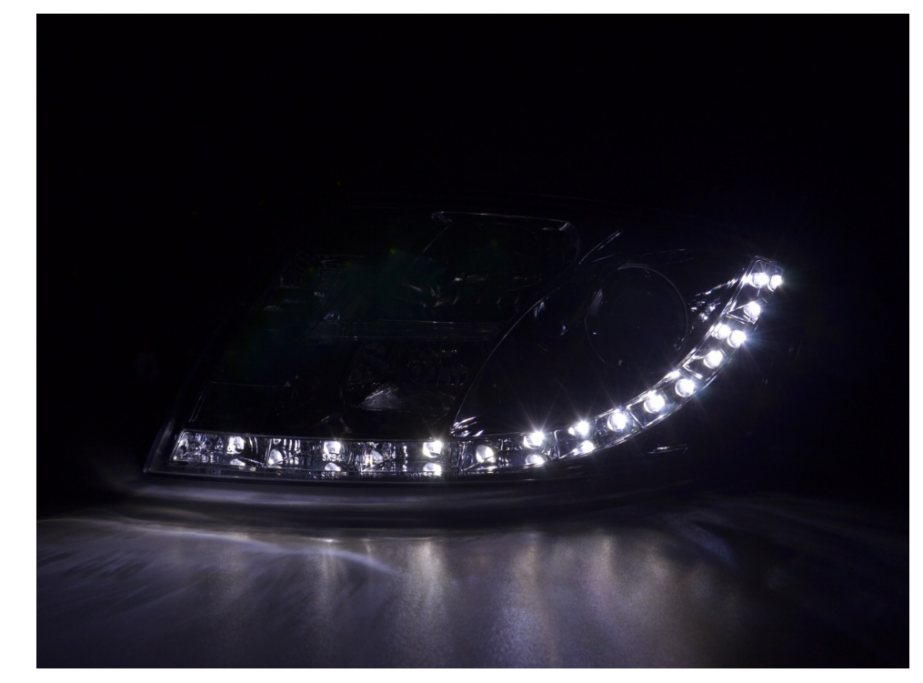 FK AUDI TT 99-06 8N LHD BRIGHT CHROME LED DRL DEVIL EYE R8 STYLE HEADLIGHTS - LJ Automotive