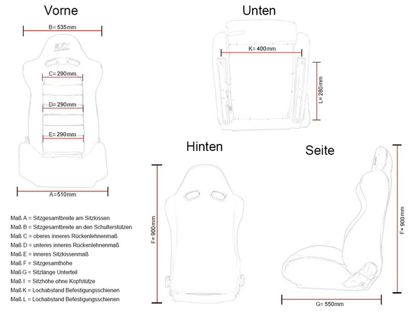 FK Bucket Sports Seat Pair Black & Orange Stitch Car 4x4 Camper T4 T5 Defender - LJ Automotive