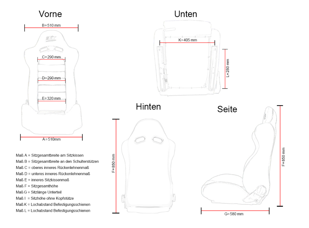 FK Bucket Sports Seat Set Black Quilted Stitch Defender 90 110 T4 T5 Van 4x4 Car - LJ Automotive