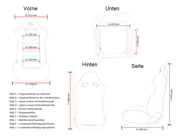 FK Bucket Sports Seat Set Black Quilted Stitch Defender 90 110 T4 T5 Van 4x4 Car - LJ Automotive