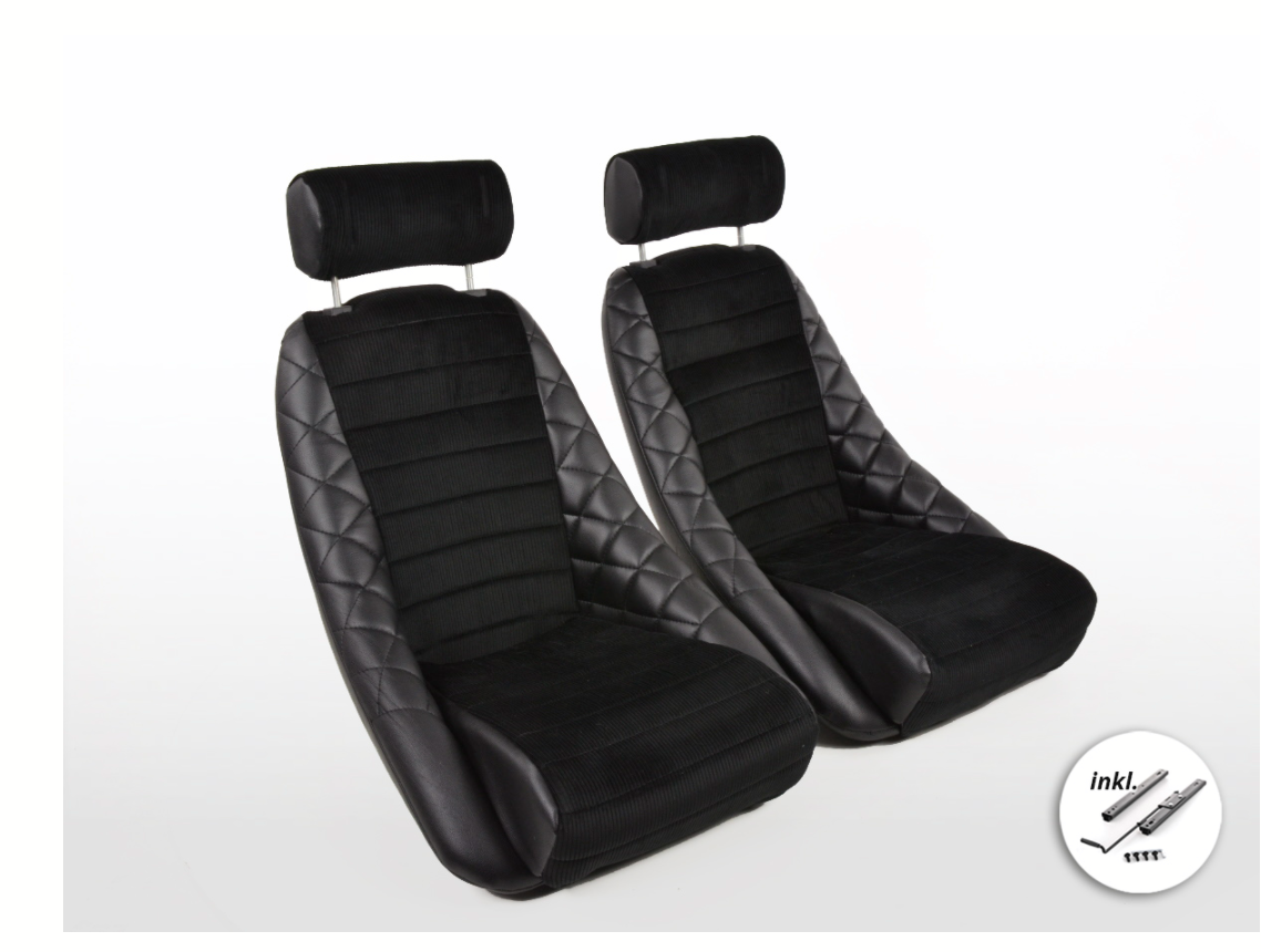 FK Bucket Sports Seat Set Black Classic Retro Custom Kit Car Project Roadster MG - LJ Automotive